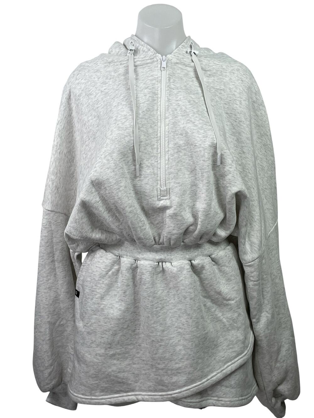 NEW Popflex Game Day Women Gray Half Zip Hoodie Hooded Blouson Mini Dress Size S